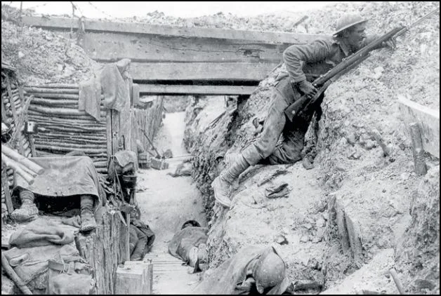 Brytyjskie okopy w trakcie bitwy pod Sommą w 1916 roku