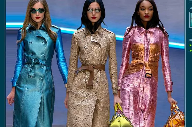 Metaliczne trencze były hitem ostatniej kolekcji marki Burberry