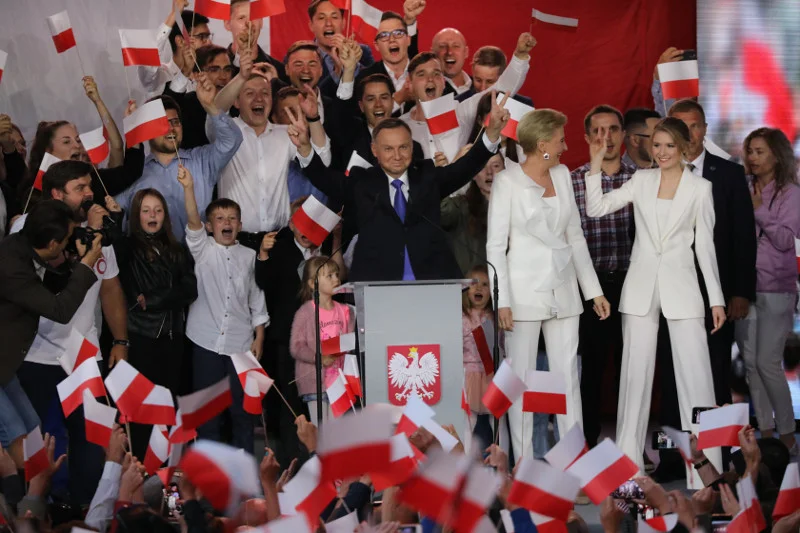 Andrzej Duda podczas wieczoru wyborczego w Pułtusku.