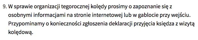 W parafii pw. Miłosierdzia Bożego we Wrocławiu ksiądz po kolędzie odwiedza tylko te rodziny, które go zaprosiły.