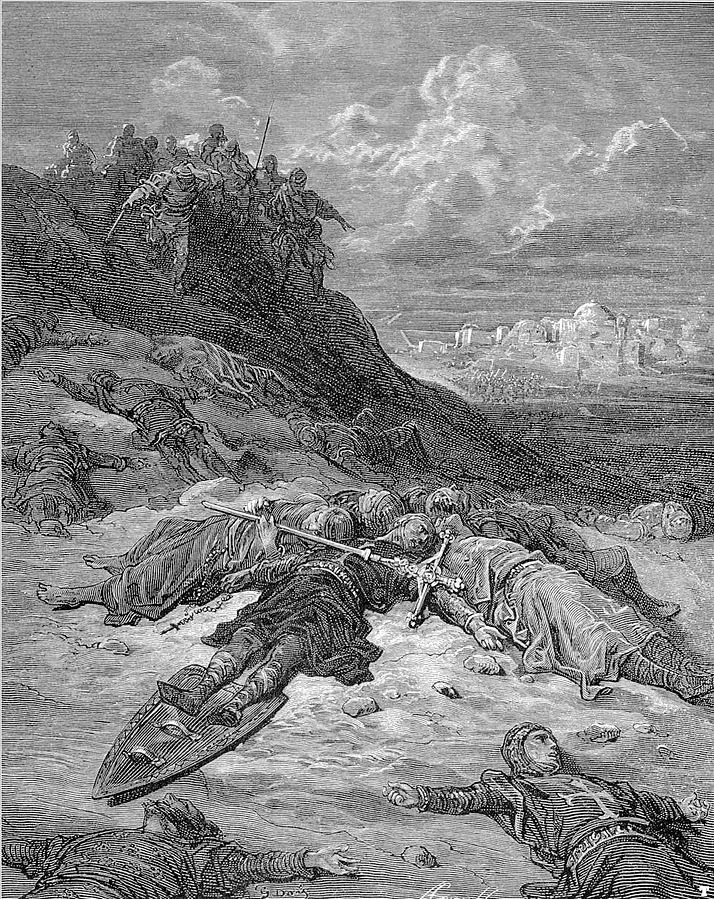 Śmierć cesarza Fryderyka Barbarossy, obraz Gustava Doré, XIX wiek.