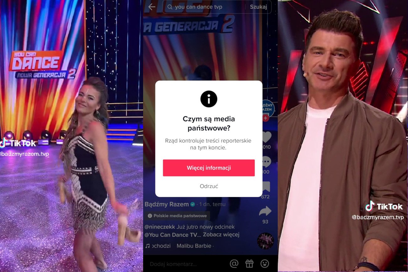 Zaskakujące powiadomienia na tik-tokowym profilu TVP.