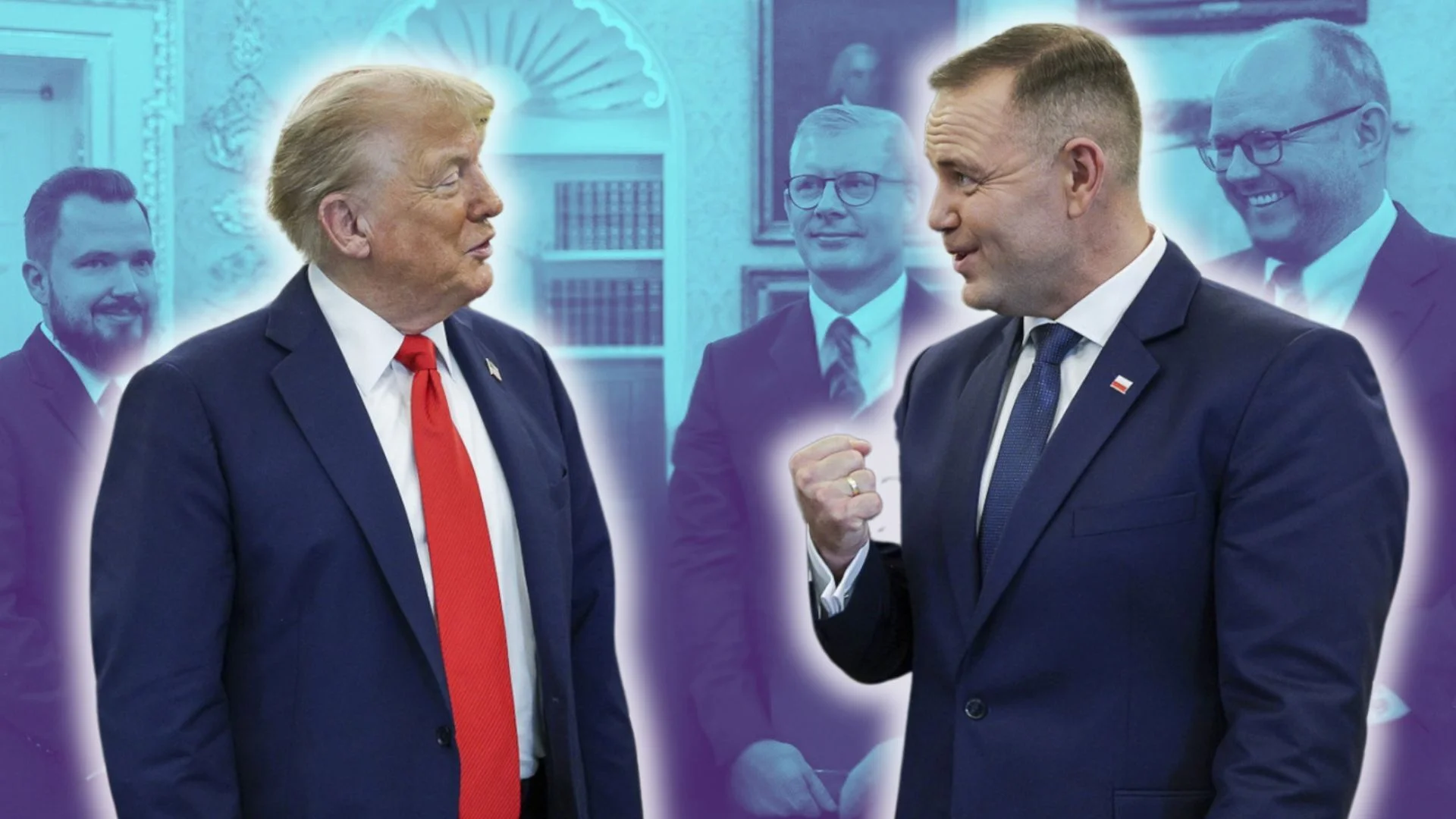 Trump w przesłaniu do Polonii chwali Nawrockiego Donald Trump i Karol Nawrocki w Białym Domu