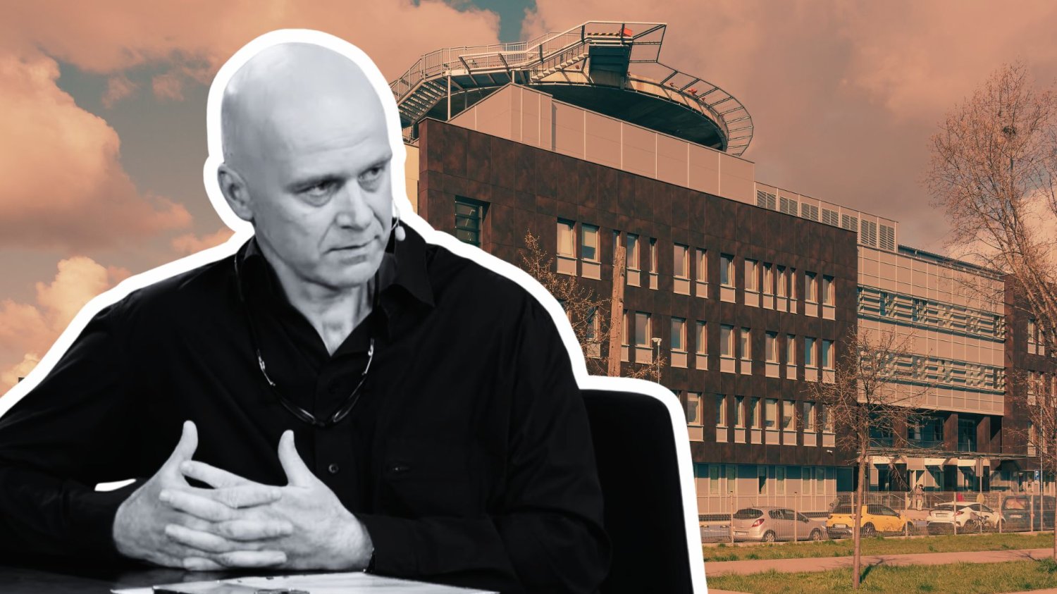 Kim jest Emil Jędrzejewski, najsłynniejszy dziś "sygnalista"? "Dziwię się, że tyle czekał" Dr Emil Jędrzejewski na tle Szpitala Południowego w Warszawie