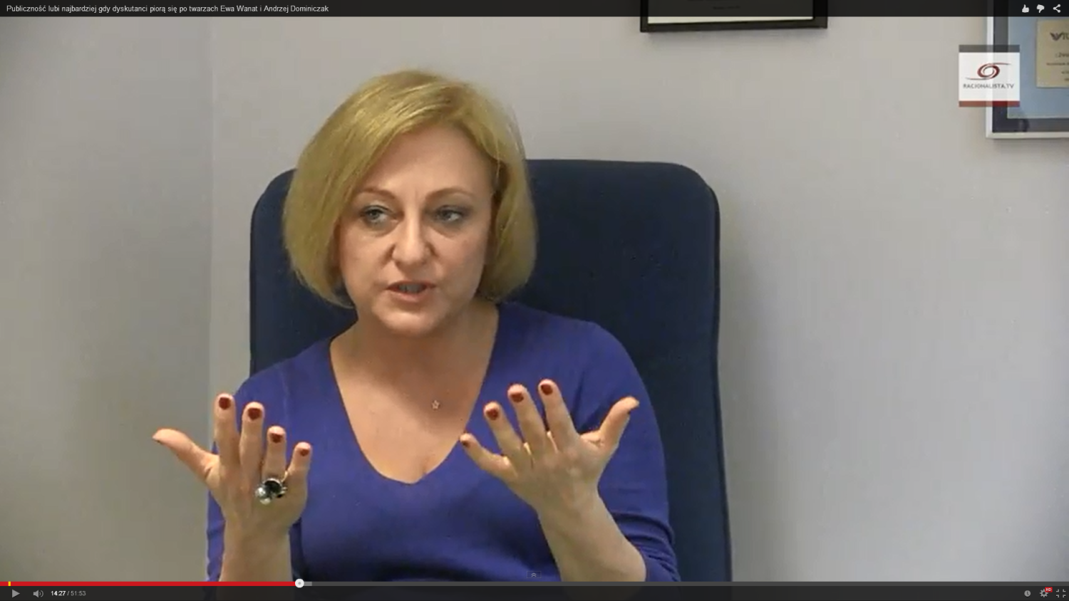 Ewa Wanat w trakcie debaty o wolności słowa