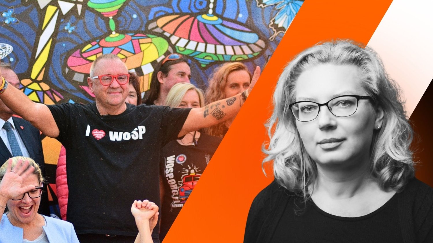 Łatwogang zjednoczył Polaków... na chwilę. Teraz aż żal patrzeć na atak na Owsiaka Jurek Owsiak z WOSP, Katarzyna Zuchowicz z naTemat.pl. Ilustracja felietonu