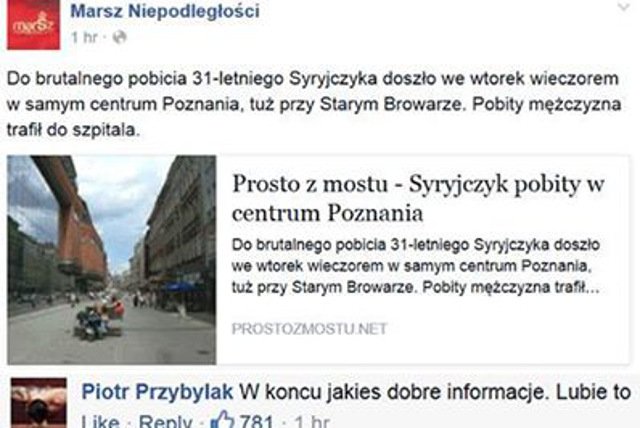 Pobicie Syryjczyka ucieszyło niektórych internautów