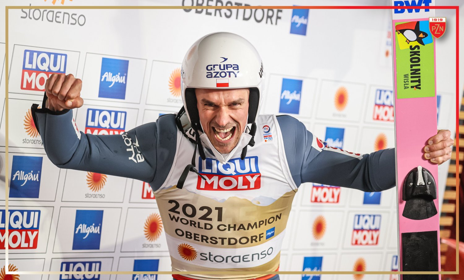 Piotr Żyła w sobotę został mistrzem świata w skokach narciarskich w Oberstdorfie