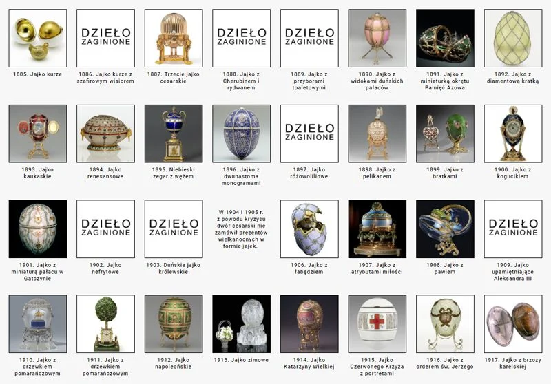 2.Kolekcja jaj Faberge należących do cesarzowej Marii Fiodorownej.