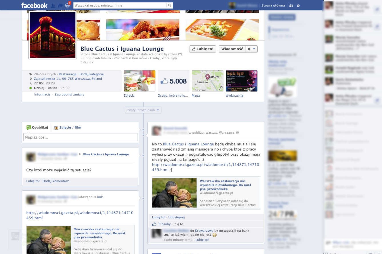 Internauci krytykują pracowników Blue Cactus, którzy nie wpuścili niewidomego z psem przewodnikiem.