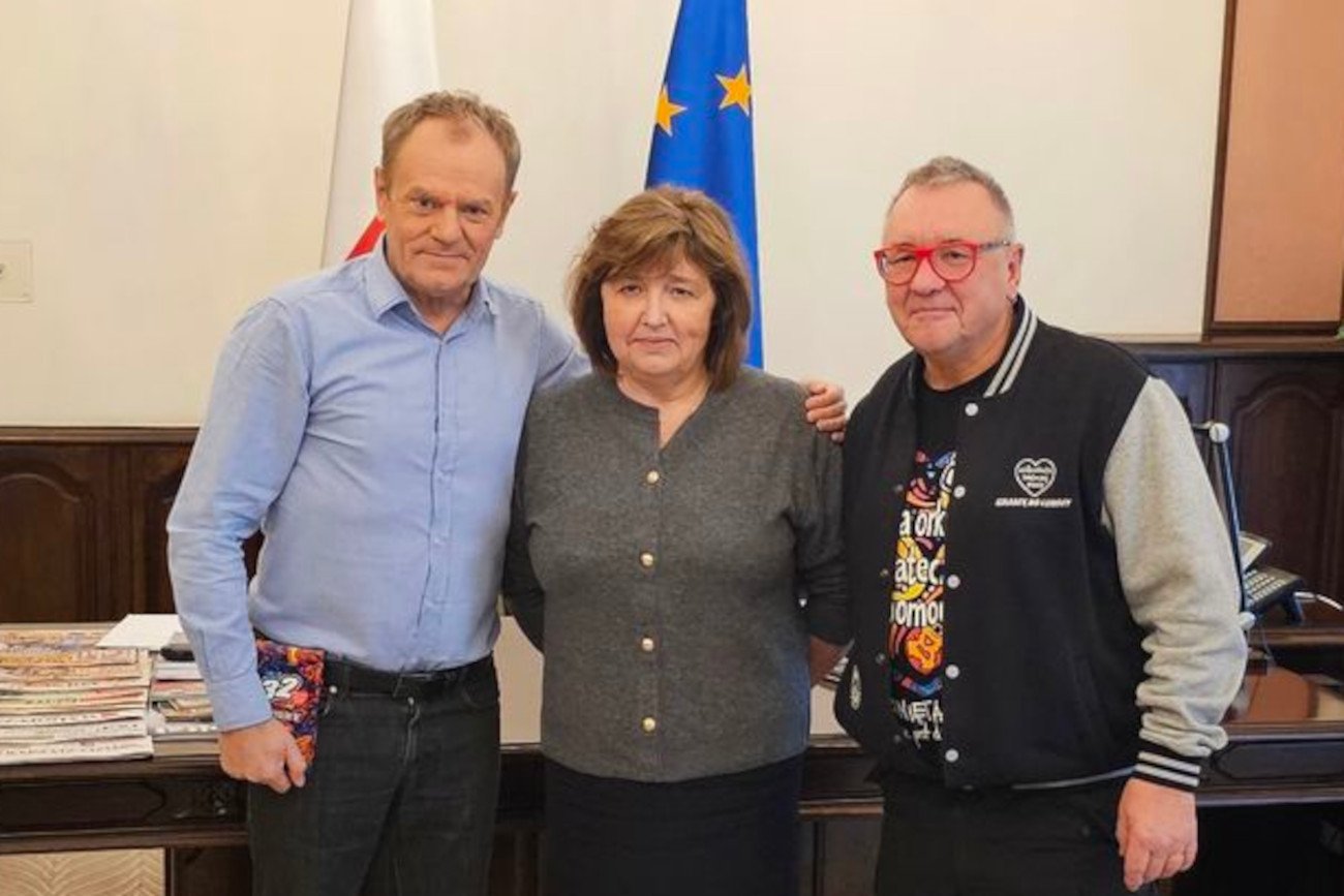 Jurek Owsiak już po spotkaniu z Donaldem Tuskiem.