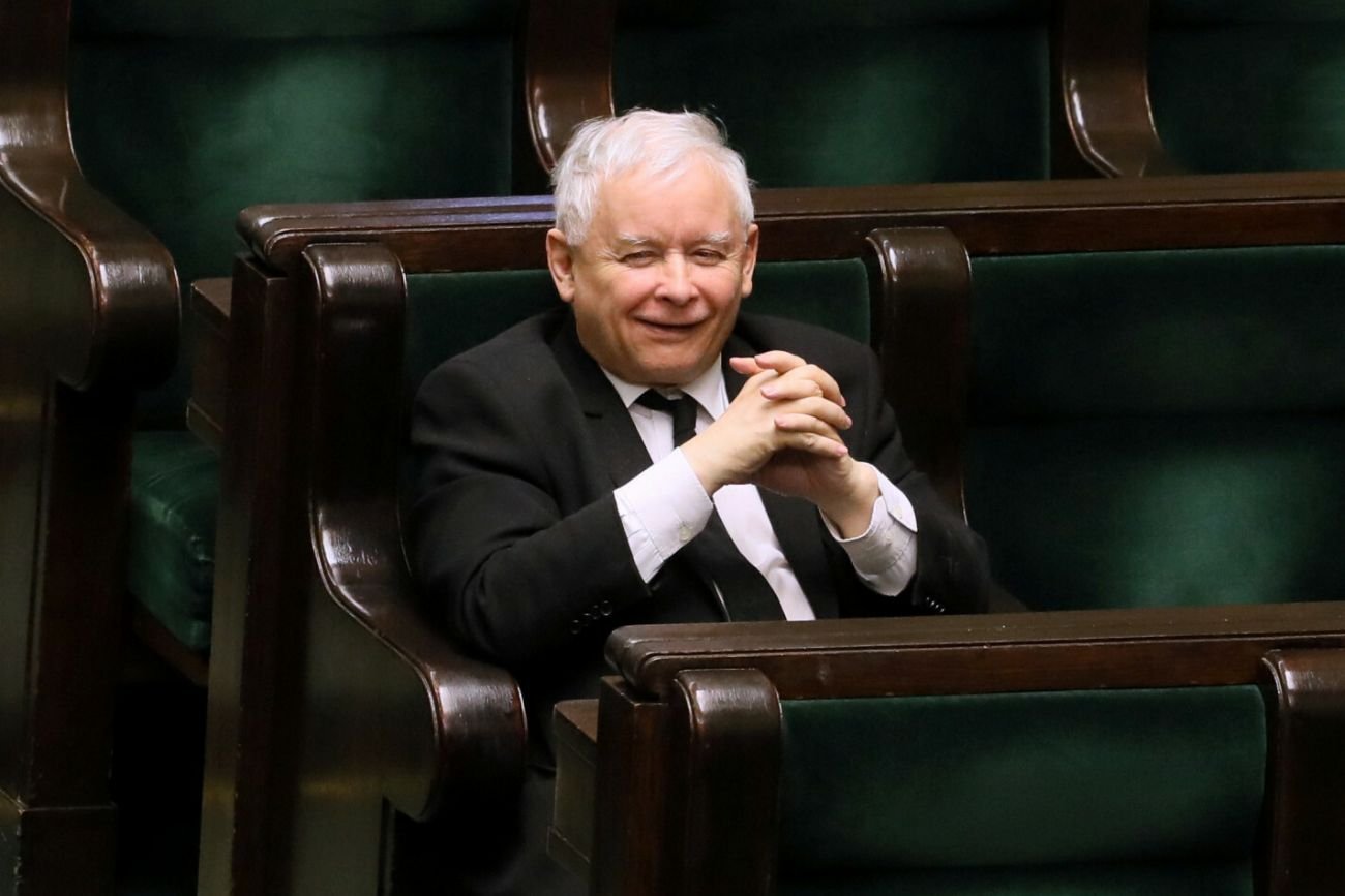Jarosław Kaczyński w ławie sejmowej.