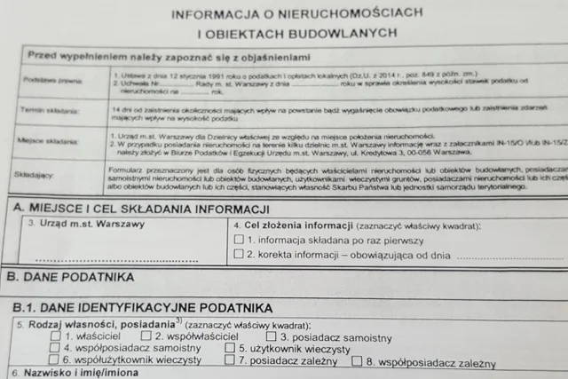 Zeznanie podatkowe w sprawie strychu, piwnicy, suszarni i komórek lokatorskich