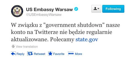 Komunikat amerykańskiej ambasady w Polsce.