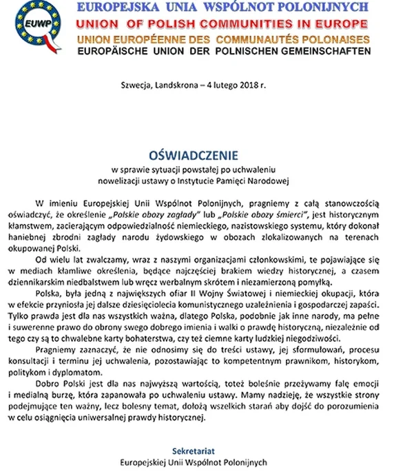 Oświadczenie EUWP.
