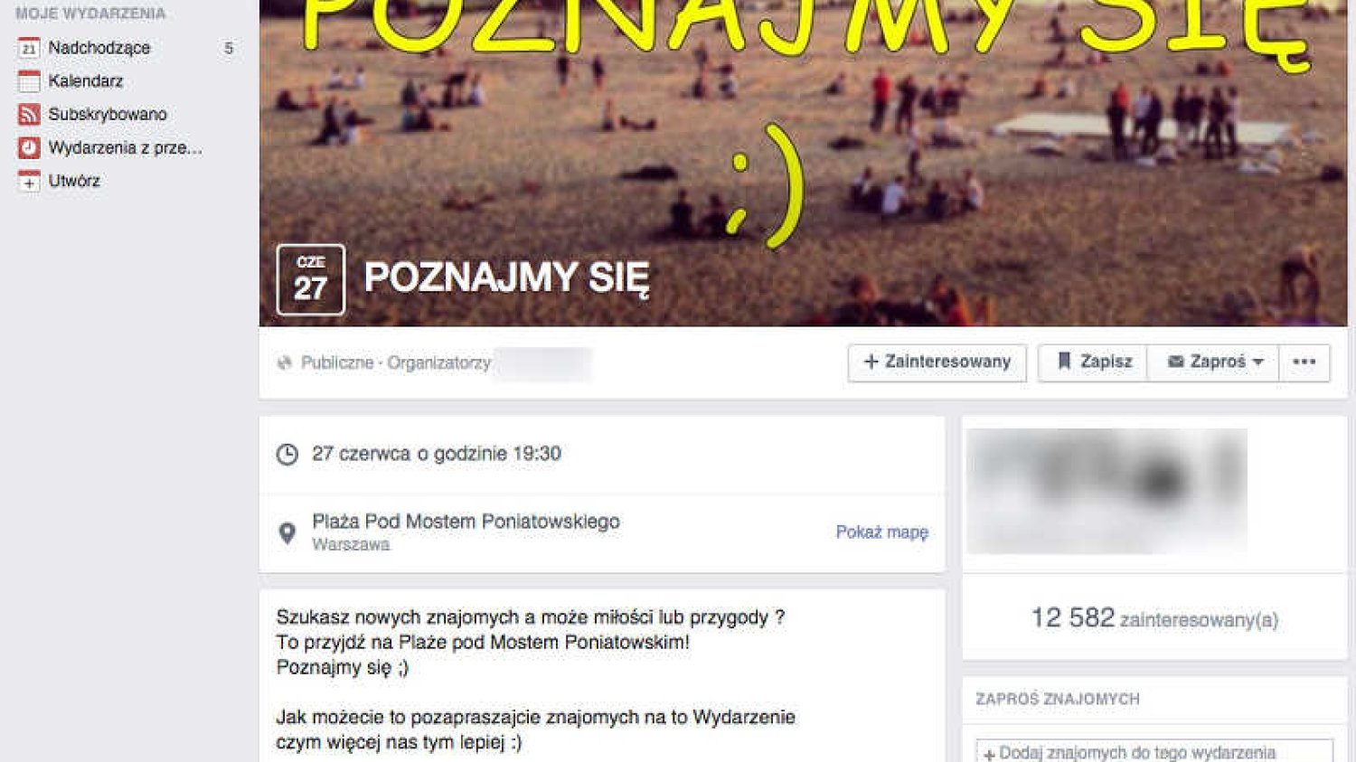 W Warszawie internauci organizują ogromną imprezę na plaży pod Mostem Poniatowskiego.