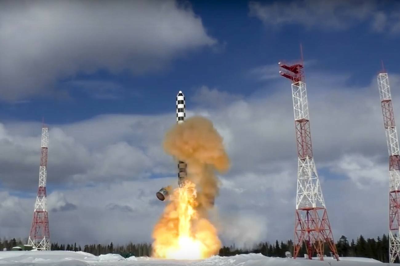 Test pocisku Sarmat/Satan II z 2018 roku