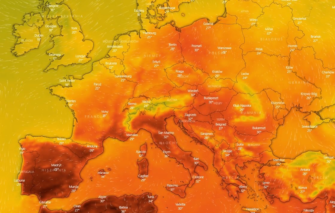 Kopuła ciepła na południu Europy. Temperatury w Hiszpanii czy Włoszech mogą być bliskie rekordów.