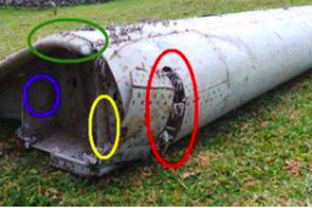 Fragment odnalezionego skrzydła.