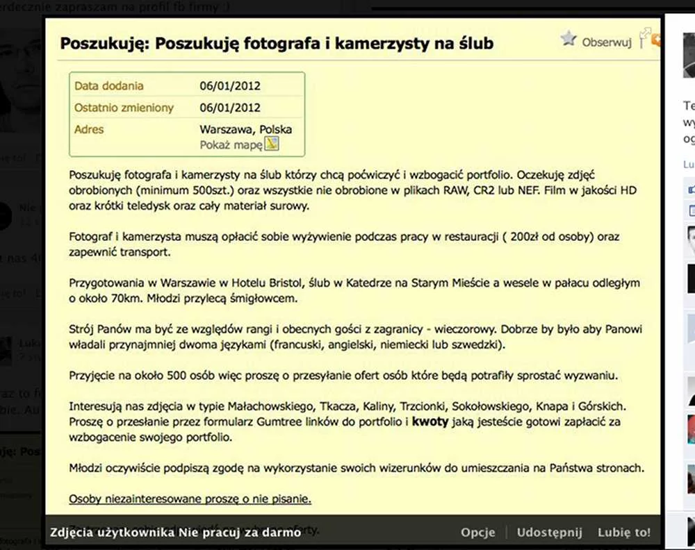 Internetowe ogłoszenie