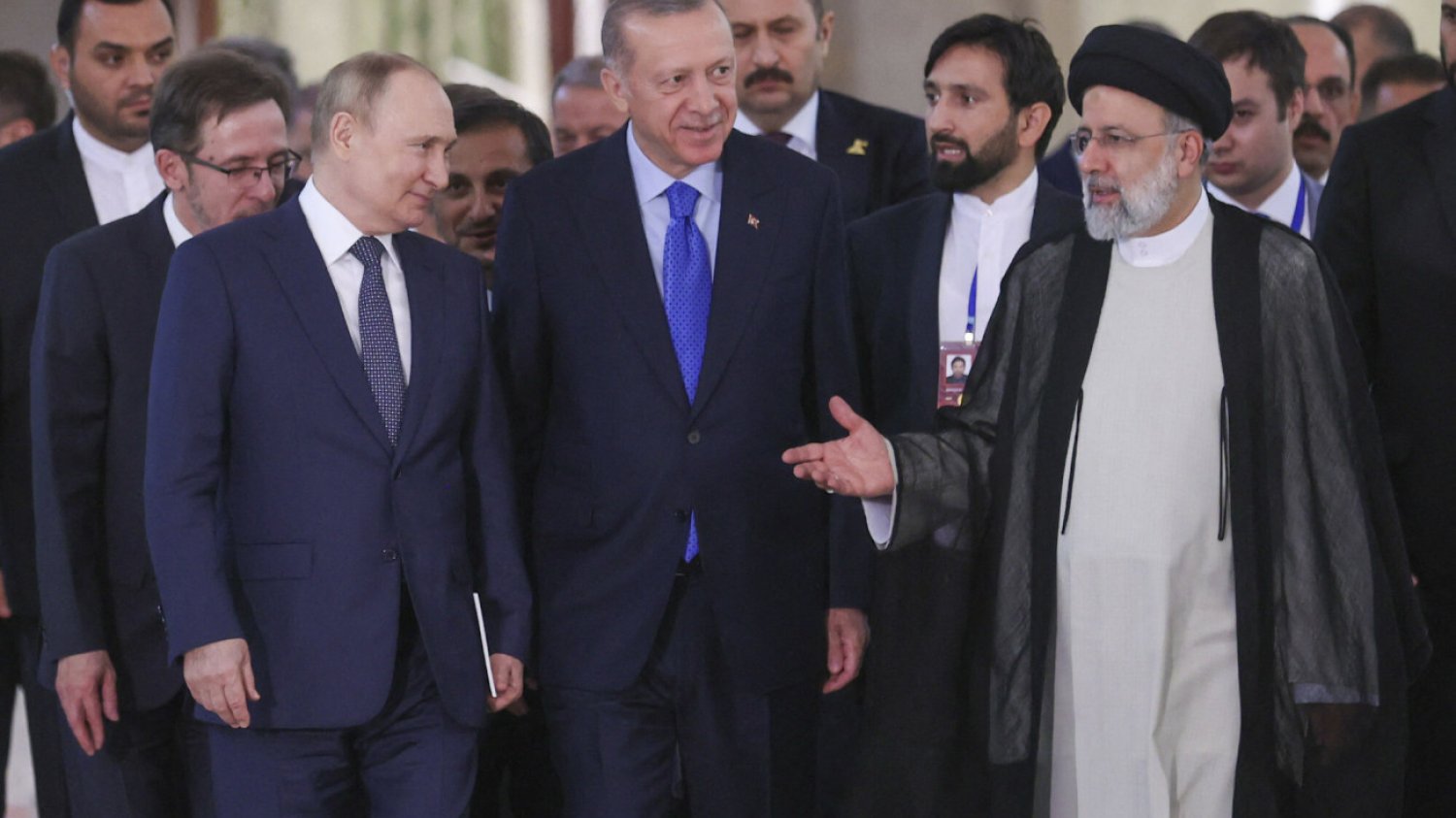 putin erdogan Władimir Putin, Recep Tayyip Erdoğan i Ebrahim Raisi