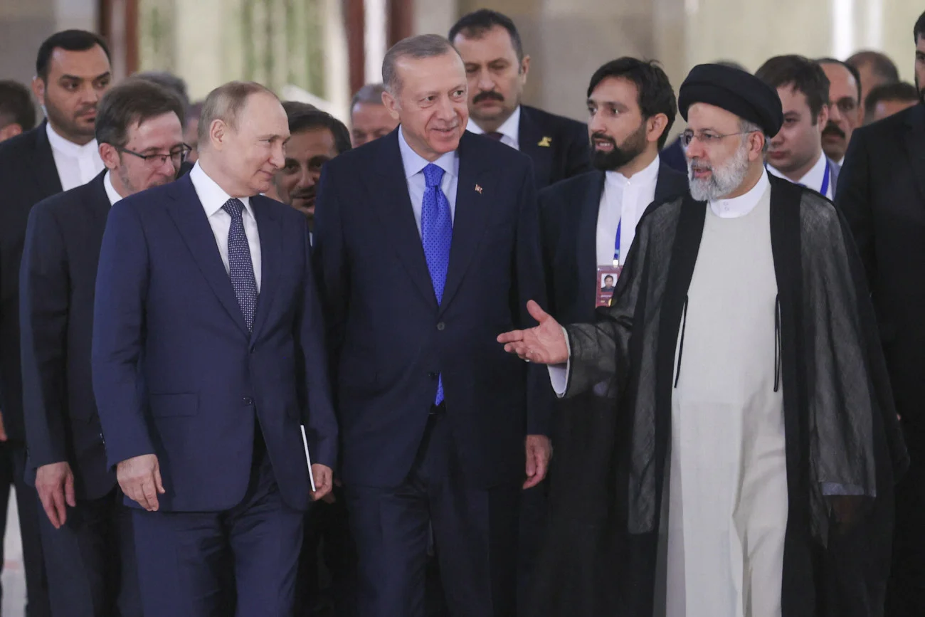 putin erdogan Władimir Putin, Recep Tayyip Erdoğan i Ebrahim Raisi