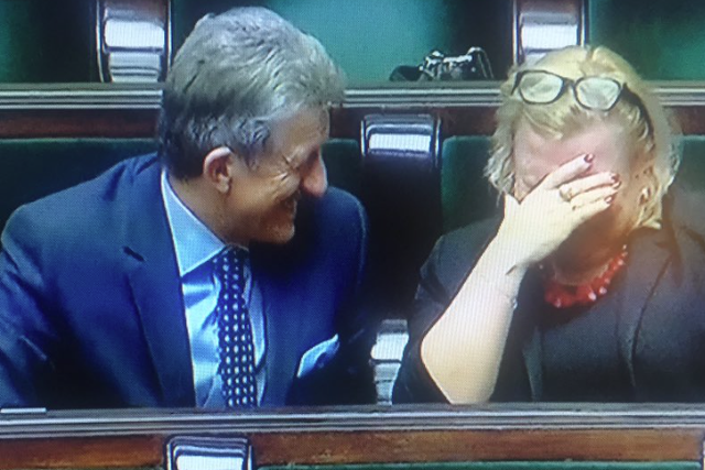 Stanisław Piotrowicz i Beata Kempa podczas obrad Sejmu