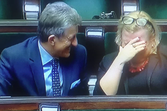 Stanisław Piotrowicz i Beata Kempa podczas obrad Sejmu
