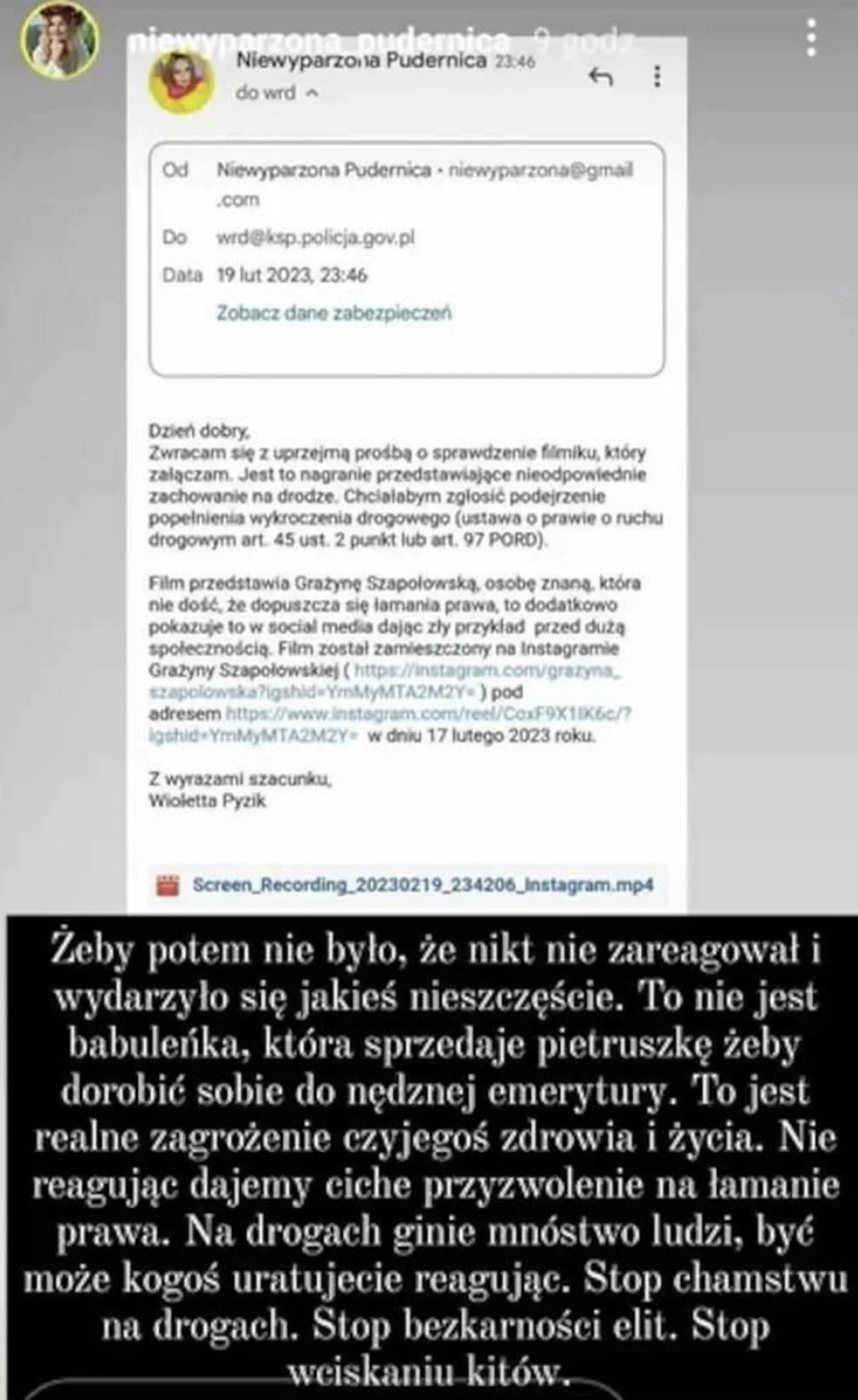 Grażyna Szapołowska nagrywała wideo podczas kierowania samochodem