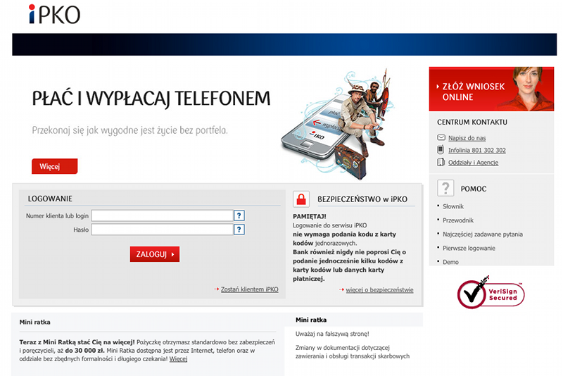 Podrabiana strona iPKO.