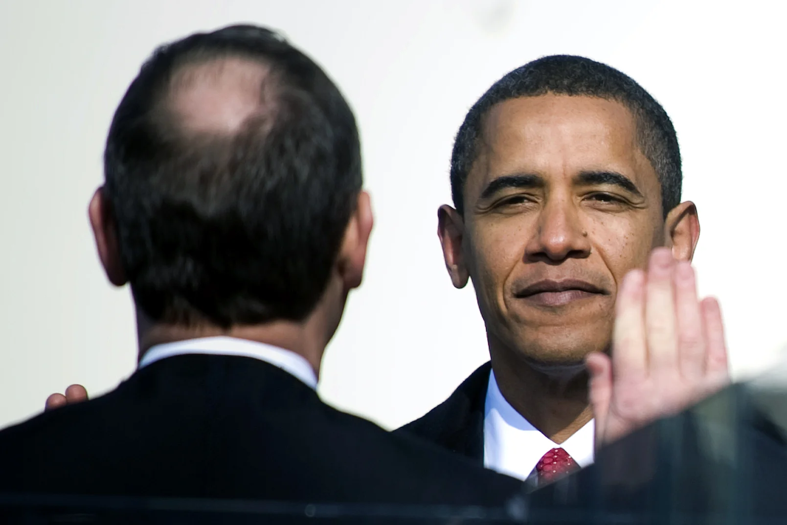 President Barack Obama takes the oath of office during the 56th Presidential Inauguration Ceremony, Washington, D.C., Jan. 20, 2009. http://www.defenselink.mil/homepagephotos/homepagephotos.aspx?month=200901