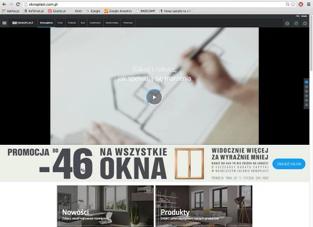 Witryna Oknoplastu na monitorze komputera