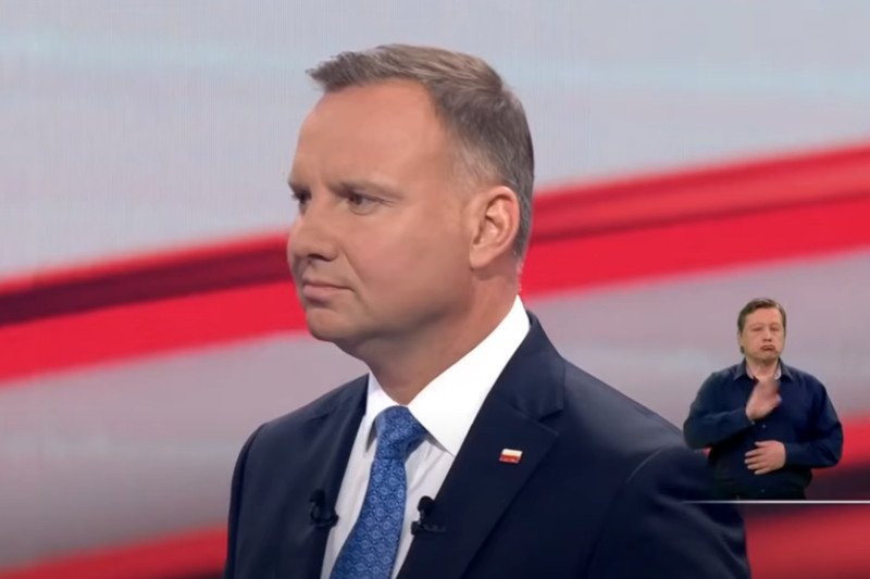 Prezydent Andrzej Duda podczas debaty TVP w Końskich.