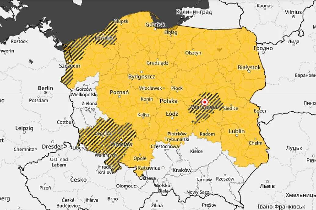 IMGW wydał ostrzeżenia przed burzami z gradem dla 11 województw.
