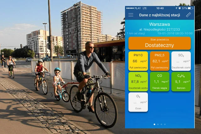 Przed wycieczką rowerową po mieście warto sprawdzić poziom zanieczyszczenia powietrza