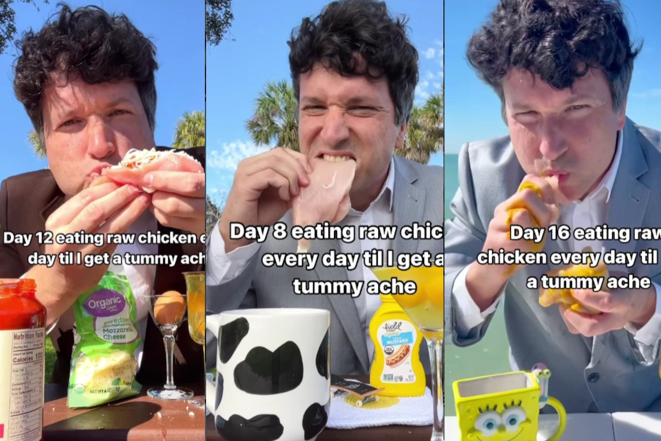 John na Instagramie pokazuje, jak je surowego kurczaka. Dlaczego to jest niezdrowe?