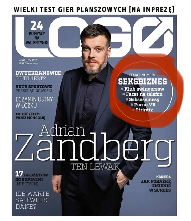 Okładka "Logo" wypadła dla Zandberga niefortunnie.