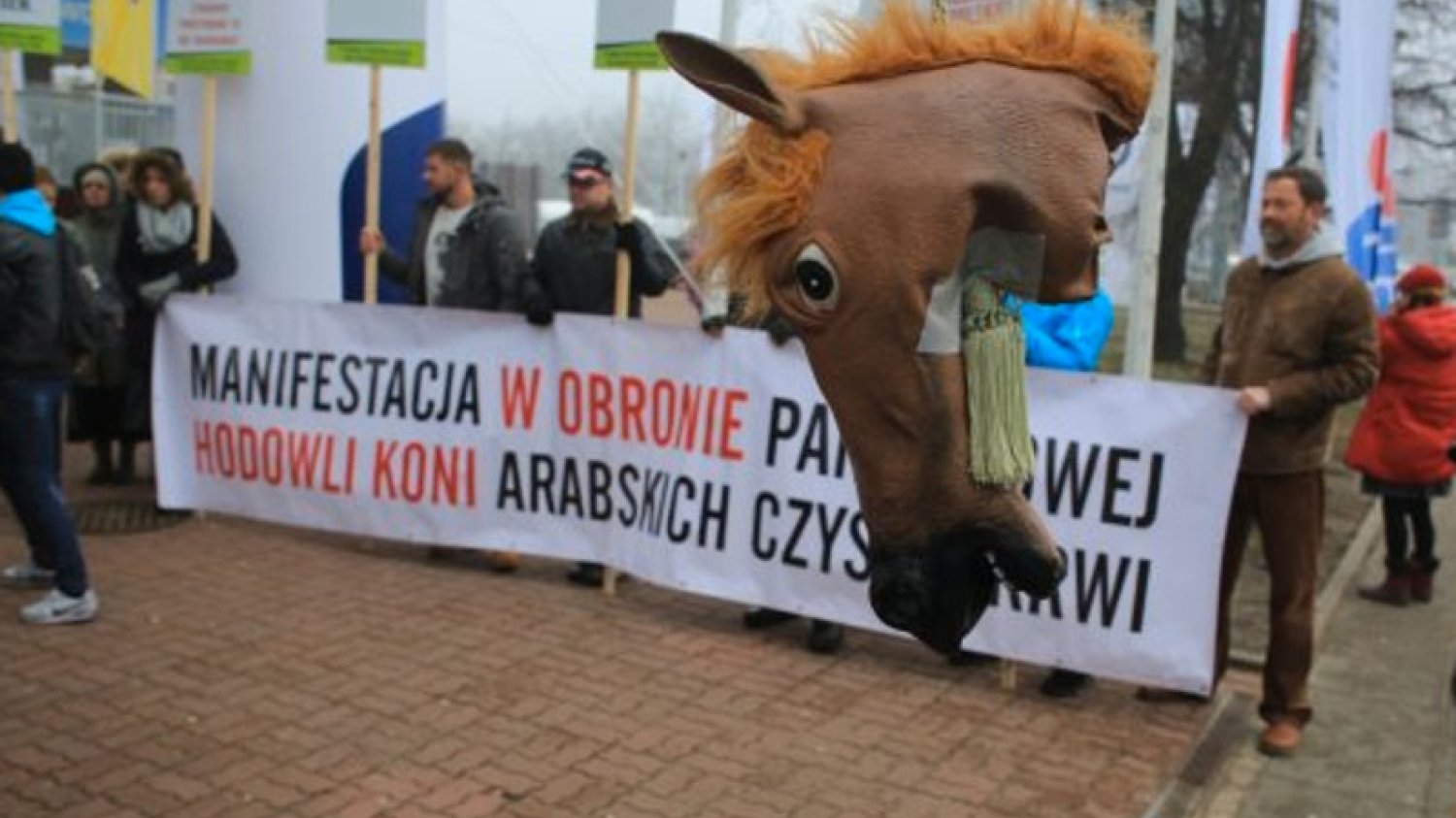 Manifestacja przeciwko odwołaniu prezesów stadnin.