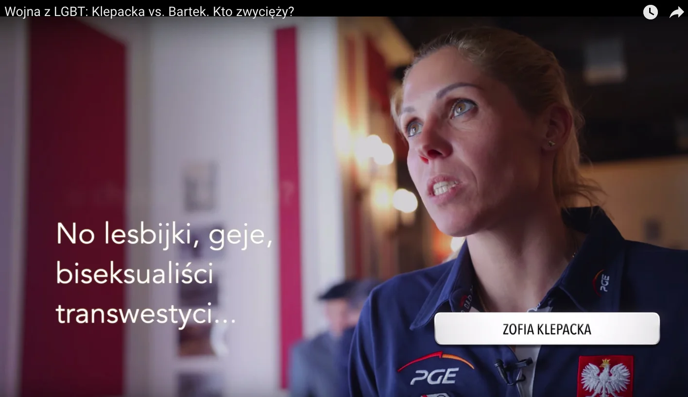 Zrzut ekranu z reportażu: "Wojna z LGBT: Klepacka vs. Bartek. Kto zwycięży?"