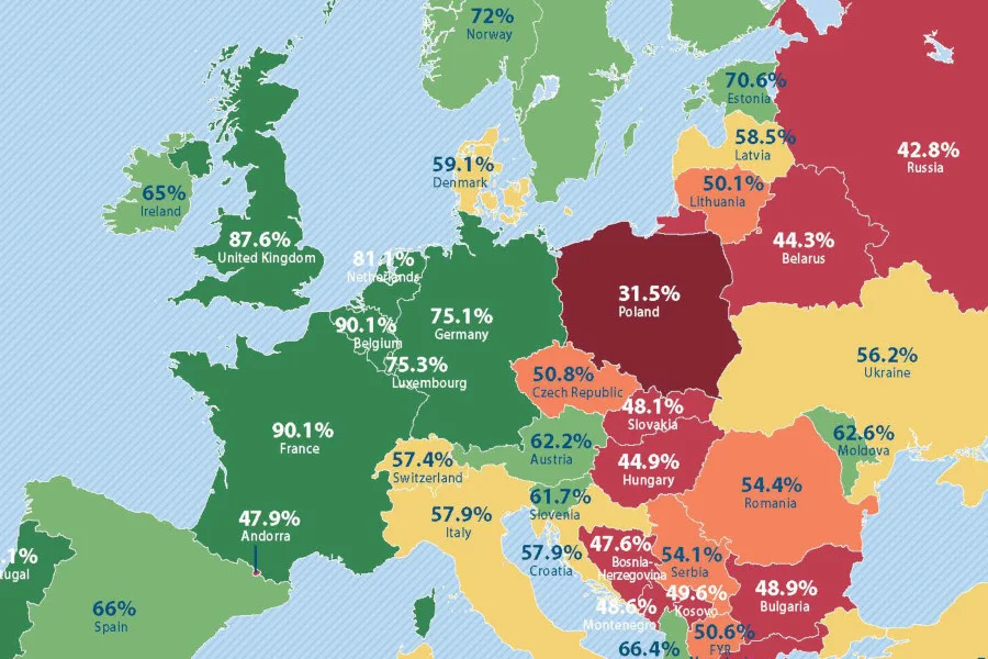 Ta mapa  jest dla Polski wyjątkowo niechlubna