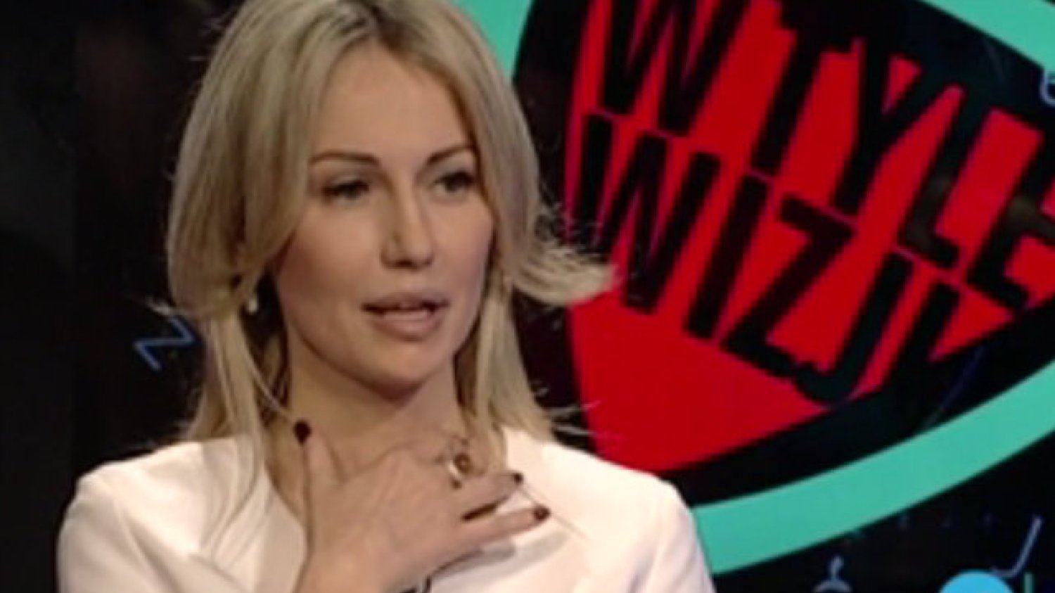 Magdalena Ogórek w programie "W tyle wizji", w którym pokazano w tendencyjny sposób Donalda Tuska.