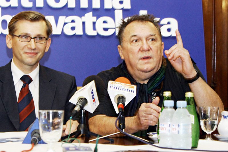 Jazzman Michał Urbaniak od lat jest znany z poparcia dla Platformy Obywatelskiej. Na zdjęciu w 2006 roku z Krzysztofem Kwiatkowskim.