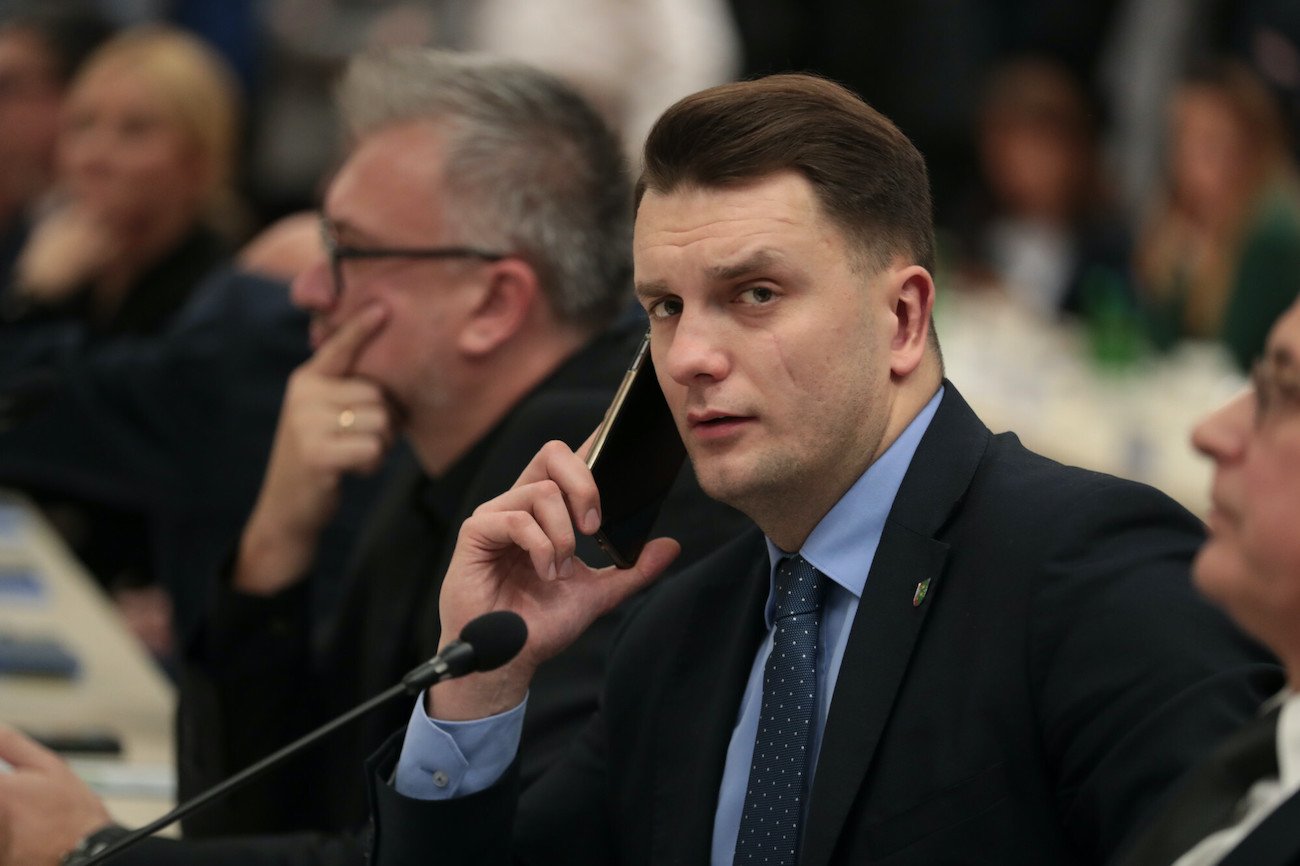 Łukasz Mejza, wiceminister sportu, jeszcze jako radny sejmiku lubuskiego (2018).