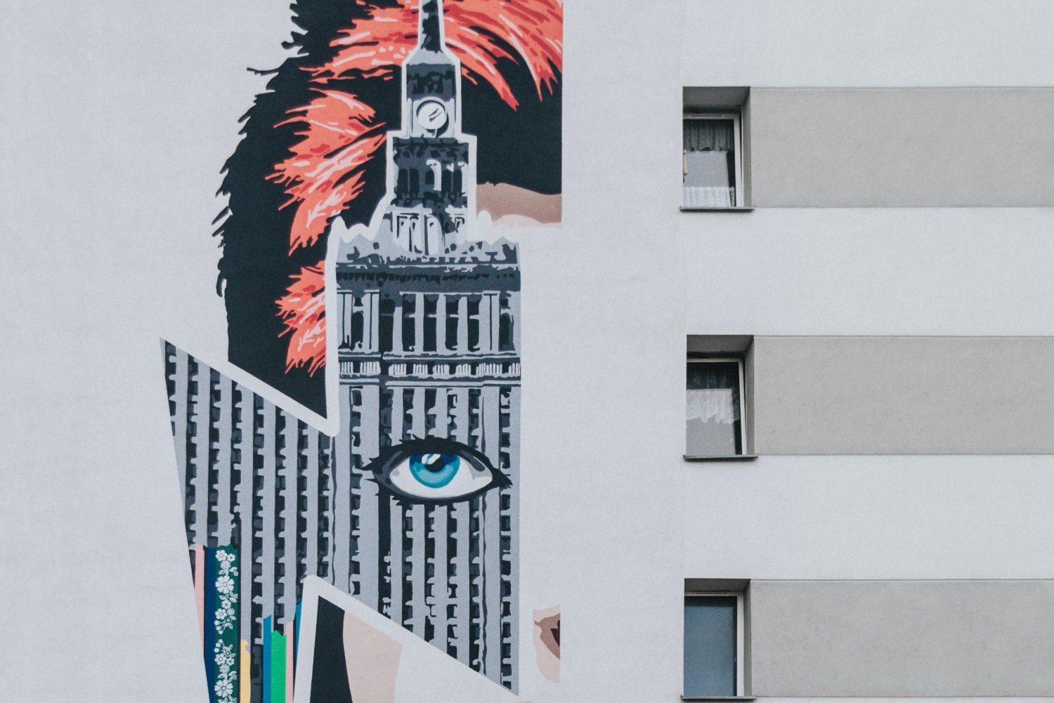 Fragment muralu przedstawiającego Davida Bowiego i Pałac Kultury znajduje się na warszawskim Żoliborzu (zdjęcie ilustracyjne)