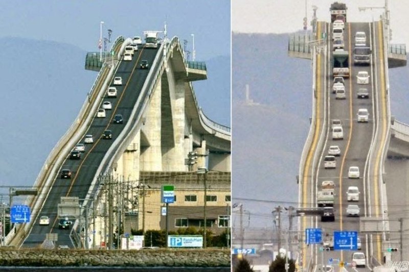 Most Eshima Ohashi jest tak stromy, że przypomina kolejkę górską