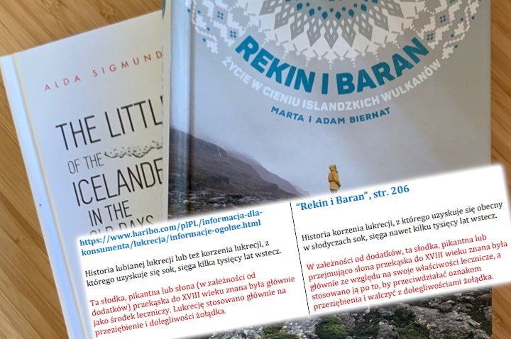 W książce "Rekin i baran" znajdziemy nawet cytaty inspirowane stroną żelków Haribo