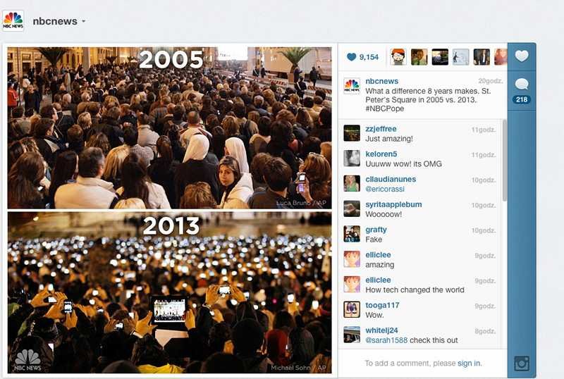 Oczekiwanie na wybór papieża w 2005 i 2013 roku - to zdjęcie podbiło internet