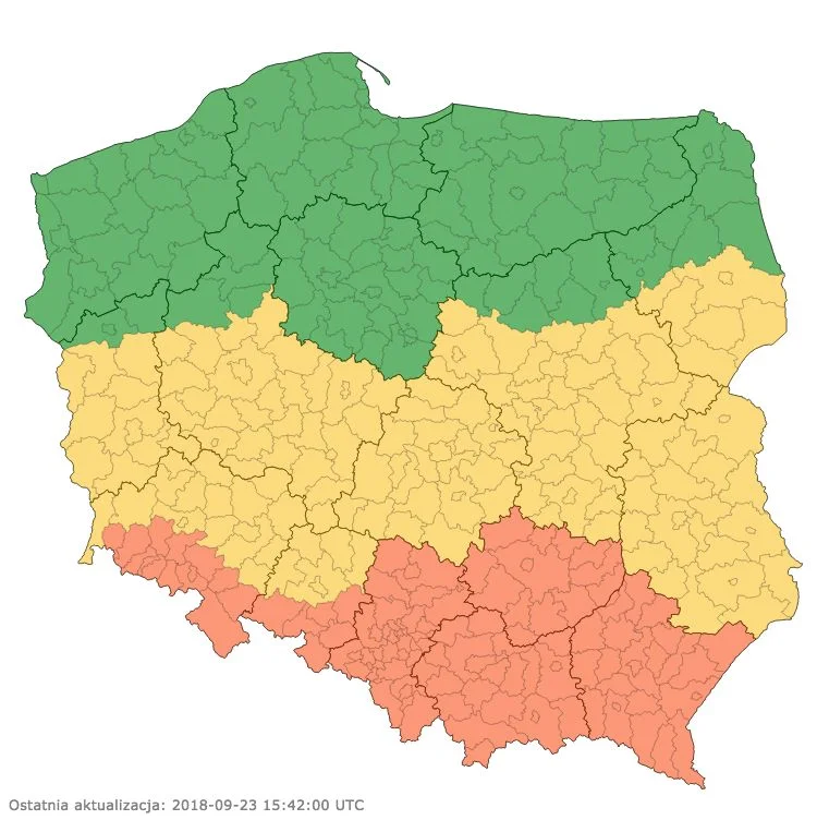 Ostrzeżenia przed silnym wiatrem dotyczą ponad połowy Polski