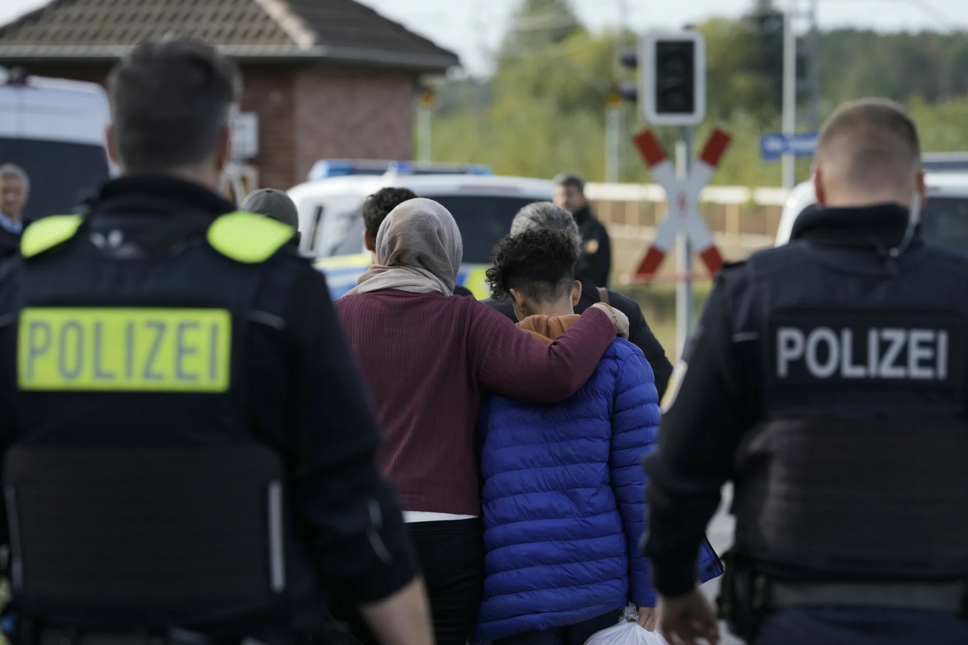 Nielegalnie migrancie na granicy polsko-niemieckiej.