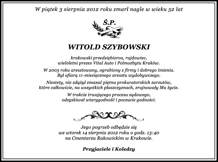 Pamiętajmy o Witku Szybowskim